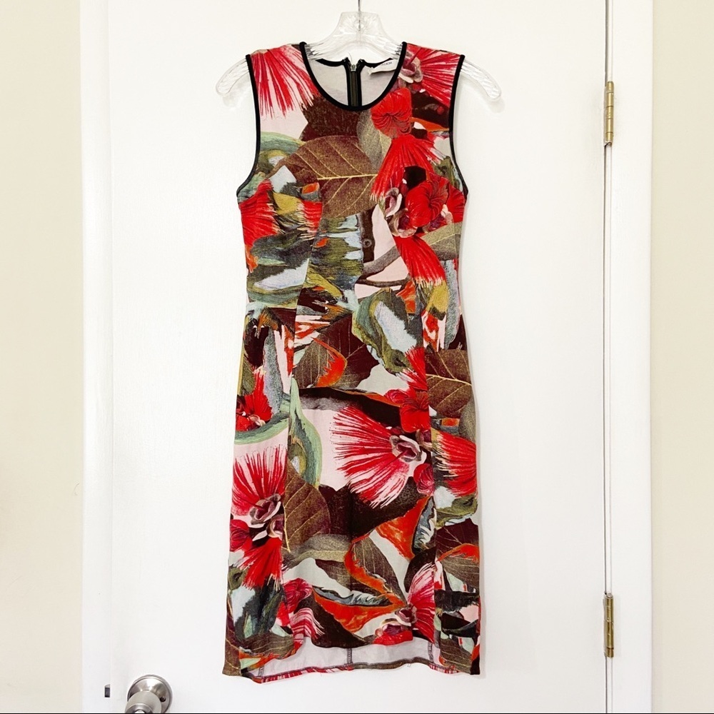 Erdem Floral Digital Print Sleeveless Jersey Maura Shift Dress Size US 4